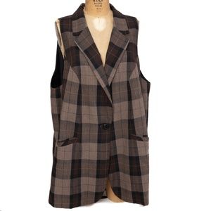 Icon Collection Brown Plaid Vest with Pockets 28